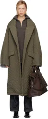 Maison Margiela Green Quilted Coat In Multi