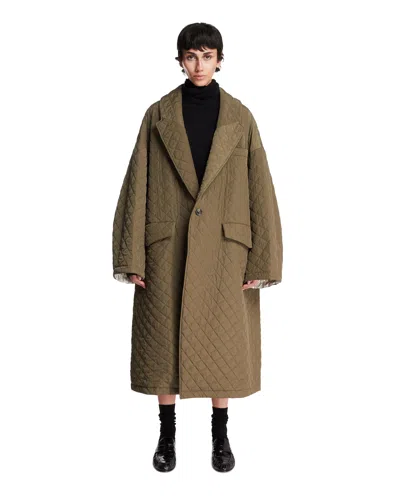Maison Margiela Green Quilted Coat In Brown