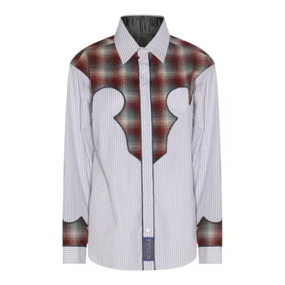 Maison Margiela Panelled Buttoned Shirt In Grey/brown