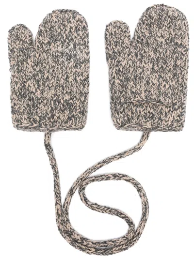 Maison Margiela Grey Beige Knitted Mitten Gloves