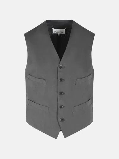 Maison Margiela Grey Cotton And Silk Vest In Gray