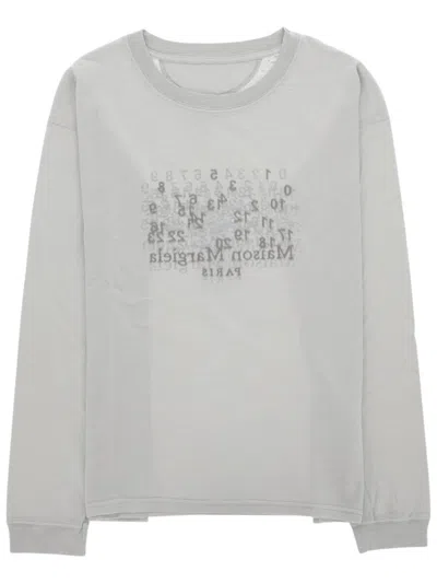 Maison Margiela Long-sleeve Grey T-shirt With Minimalist Design In White