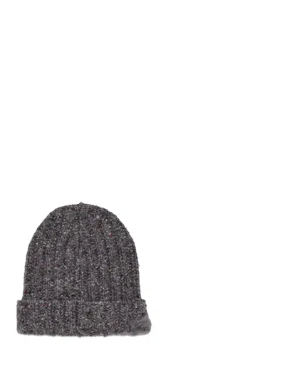 Maison Margiela Grey Knitted Beanie Hat In Pink