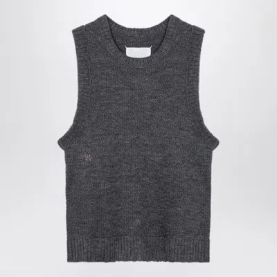 Maison Margiela Sleeveless Knitted Top Ribbed Hem In Gray