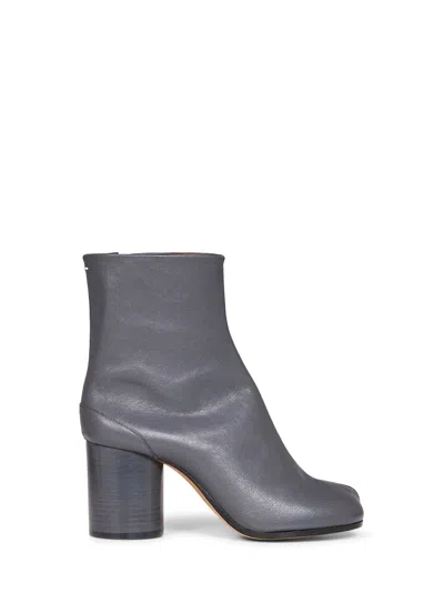 Maison Margiela Grey Nappa Leather Tabi Ankle Boots In Gray