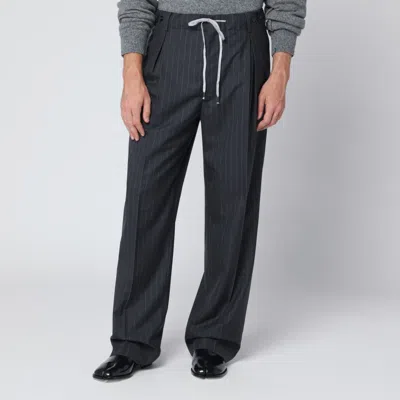 Maison Margiela Grey Pinstripe Wool Trousers In Gray