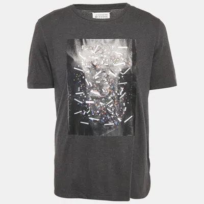 Pre-owned Maison Margiela Grey Printed Crewneck T-shirt Xl In Gray