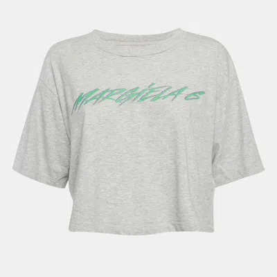 Pre-owned Maison Margiela Grey Printed Jersey Crop T-shirt S In Gray