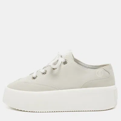 Pre-owned Maison Margiela Grey Suede Tabi Lace Up Sneakers Size 39