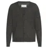 Maison Margiela Elbow-patch Fine-knit Cardigan In Gray
