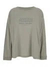 Maison Margiela Grey T-shirt With Crewneck And Long Sleeves And Printed Logo On The Front In Cotton Woman