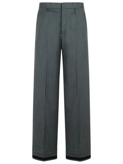 MAISON MARGIELA GREY WOOL BLEND TROUSERS