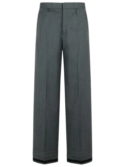 Maison Margiela Grey Wool Blend Trousers In Green