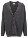 Maison Margiela Wool Cardigan With Four-stitched Logo In Grey