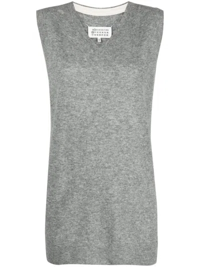 Maison Margiela Grey Wool Vest In Multicolor