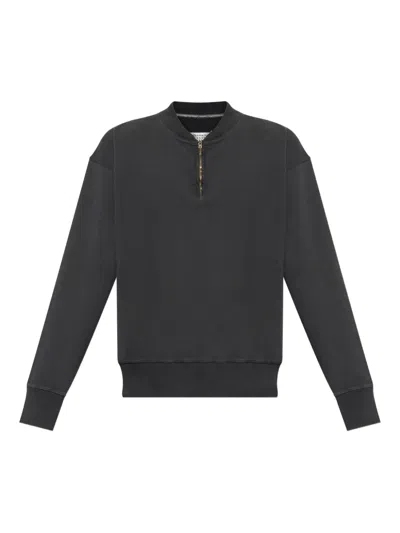 Maison Margiela Half-zip Cotton Sweatshirt In Black
