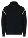 Maison Margiela Elbow Patch Half Zip Wool Pullover In Black