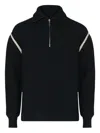 Maison Margiela Elbow Patch Half Zip Wool Pullover In Black