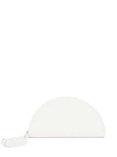 Maison Margiela Halfmoon Leather Clutch Bag In White