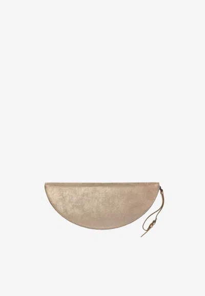 Maison Margiela Half-moon Metallic Clutch In Gold