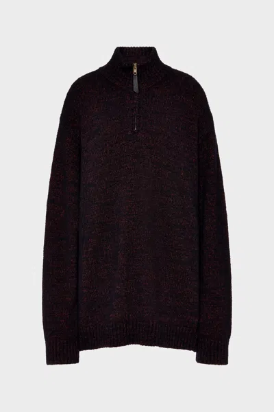 Maison Margiela Half-zip Knit Sweater Woman Bordeaux In Blue