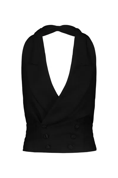 MAISON MARGIELA HALTERNECK SLEEVELESS DOUBLE-BREASTED WAISTCOAT