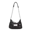 Maison Margiela Black Leather Glam Slam Hobo In Black