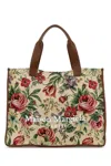 Maison Margiela Floral Print Canvas Shopping Bag With Dual Handles