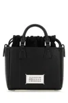 Maison Margiela Horizontal Leather Tote With Top Handle And Detachable Strap In Black