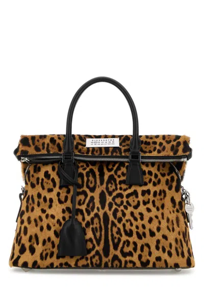 Maison Margiela Printed Calf Hair Medium 5ac Handbag In Animal Print