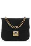 Maison Margiela Two-tone Leather And Cotton New Lock Square Handbag In Black