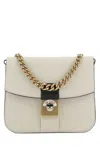 Maison Margiela Two-tone Leather And Cotton New Lock Square Handbag In Multicoloured