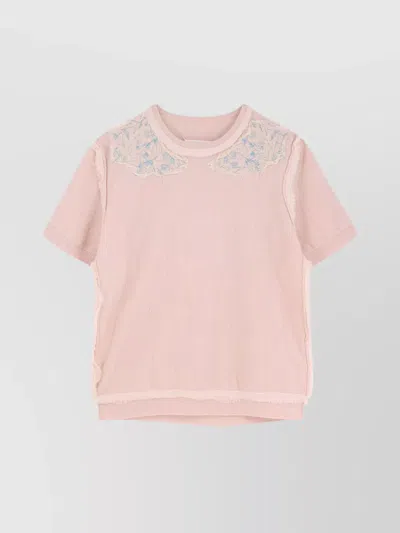 MAISON MARGIELA HANDCRAFTED WOOL SWEATER WITH LACE AND RIBBED HEM