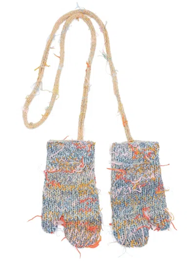 Maison Margiela Handmade Knitted Gloves In Blue