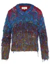 Maison Margiela Fuzzy V-neck Sweater In 红色