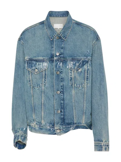 Maison Margiela Hand-painted Jacket With Unique Stitching For Men In Blue