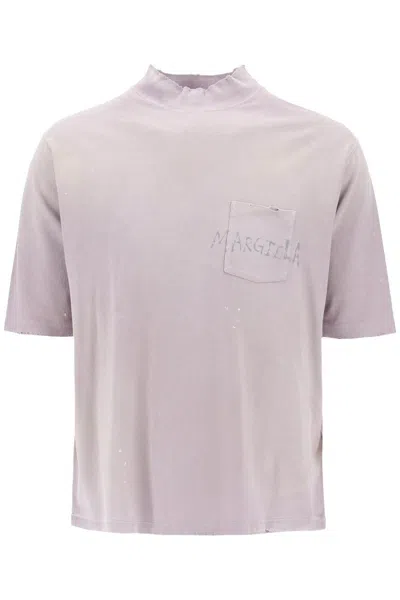 Maison Margiela Handwritten Logo T-shirt With Written Text In Viola