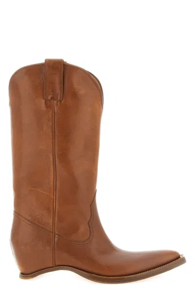 Maison Margiela Heel-less Leather Boots In Brown