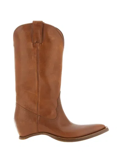 Maison Margiela Ovine Leather Ankle Boots With Rubber Contrast In Brown