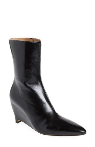 Maison Margiela Heel Less Pointed Toe Wedge Ankle Boot In Black