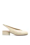 Maison Margiela White Slingback Ballet Shoes With Tabi Toe And Low Block Heel In Leather Woman In White