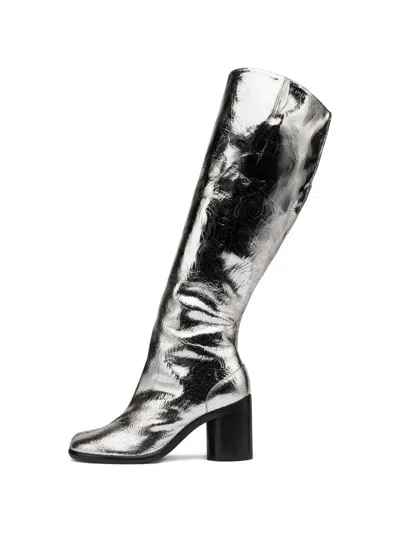 Maison Margiela Heeled Tabi Boots In Silver