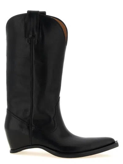 Maison Margiela Heel-less Western Leather Boots In Black