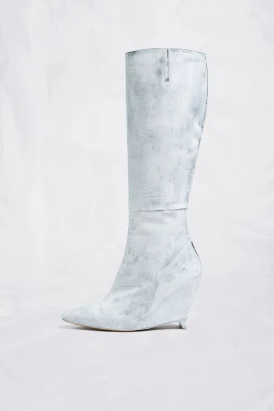 Maison Margiela Heel-less Knee Boots Bianchetto Woman Black And White