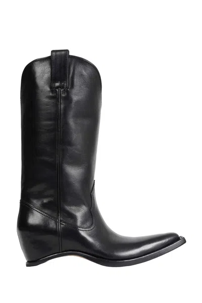 Maison Margiela Heel-less Western Leather Boots In Black