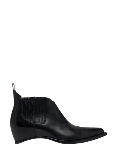 Maison Margiela Heel-less Western Chelsea Boot In Black