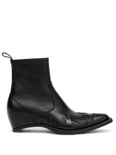 Maison Margiela Heel-less Western Flame Boots In Black
