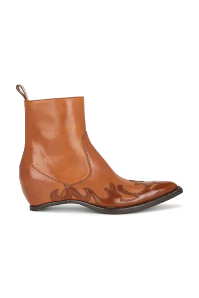 Maison Margiela Heel-less Western Flames Boot H45 In Brown