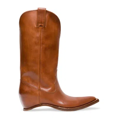Maison Margiela Heel-less Western High Boots H45 Brown In Animal Print