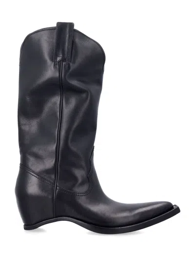Maison Margiela Heel-less Western Leather Boots In Black